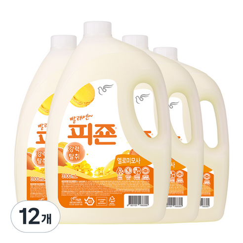 피죤 레귤러 섬유유연제 옐로미모사 본품, 3100ml, 12개