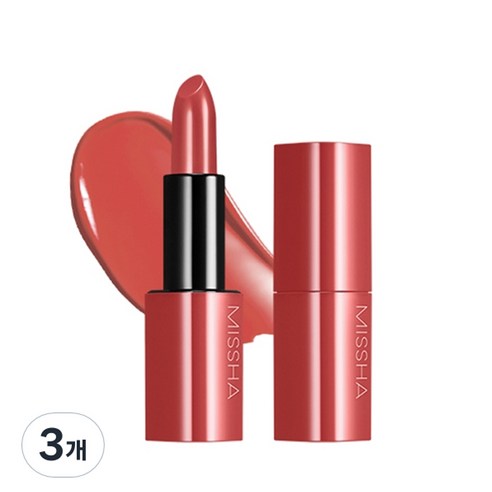 미샤 데어 루즈 쉬어 슬릭 립스틱, 메이플 레드, 3.5g, 3개