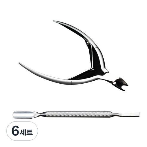 애니데코 네일 니퍼 + 푸셔, 혼합색상, 6세트
