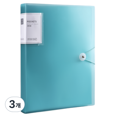 꼬까 클립 서류 장부 보관 A4화일 40p, 블루, 3개