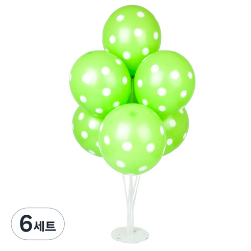파티쇼 풍선꽂이 장식세트 70cm, 도트라임그린, 6세트