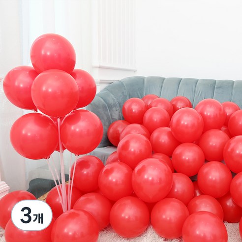 피앤비유니티 스탠다드 라운드 풍선 25cm 100p, 17 레드, 3개