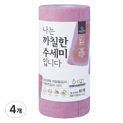 홈트너 나는 까칠한 수세미 입니다, 핑크, 60매입, 4개