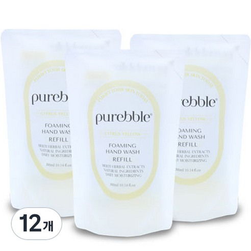 퓨어블 포밍 핸드워시 리필 옐로우 300ml, 시트러스향, 12개