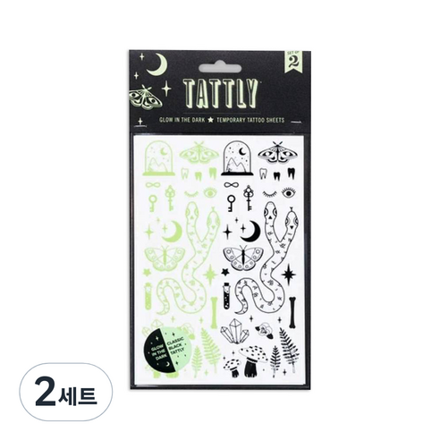태틀리 타투 스티커 시트 2p, 큐리오시티즈 야광, 2세트