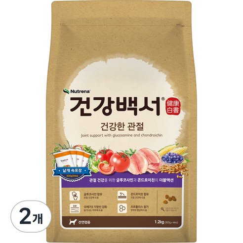 건강백서 강아지 전연령 기능성 사료, 뼈/관절강화, 1.2kg, 2개