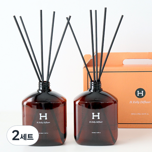 H 켈리 디퓨저 530ml x 2p + 리드스틱 10p 선물세트, 라벤더우드, 2세트