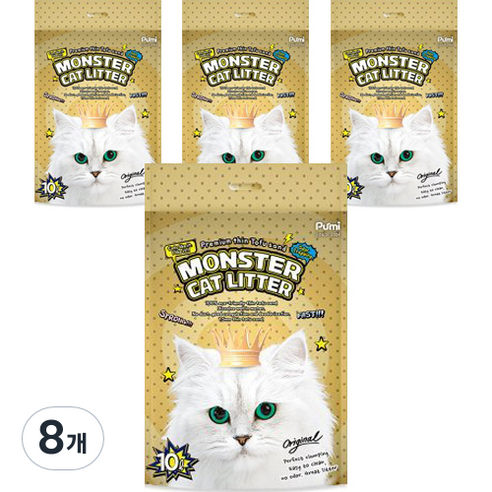 몬스터 캣리터 압축 두부 고양이 모래, 10L, 8개, 오리지널