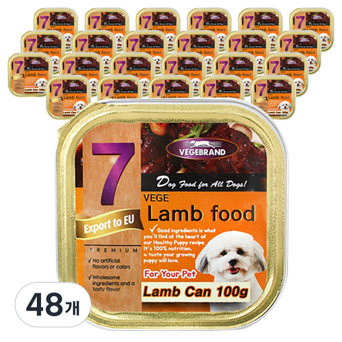 베게브랜드 반려견 사각 양고기캔 100g, 양고기맛, 48개