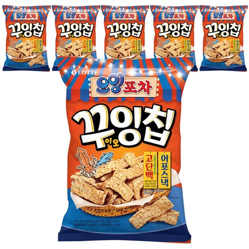 롯데제과 오잉포차 꾸이오잉칩, 6개, 100g
