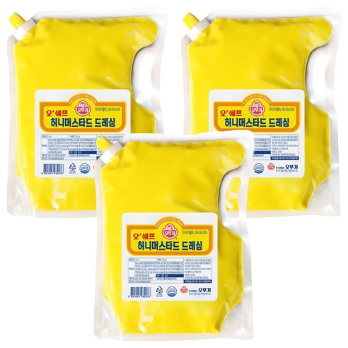 오뚜기 오쉐프 허니머스터드 드레싱, 2kg, 3개