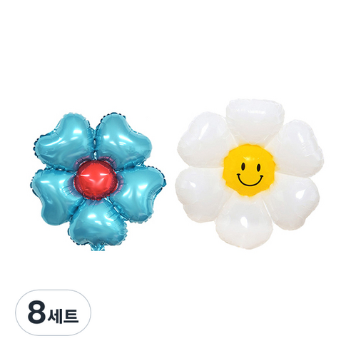파티쇼 플라워 은박 하트 + 데이지 소형 풍선 세트, 베이비블루(하트풍선), 8세트