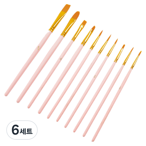 심플라인 수채화 붓 세트 핑크, 10종, 6세트