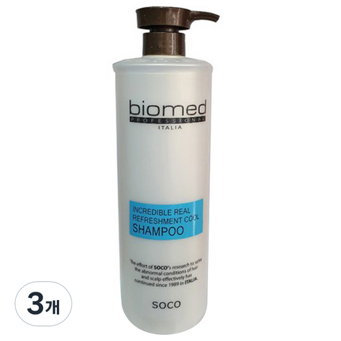 바이오메드 프로페셔널 리얼 리후레쉬먼트 쿨 샴푸, 1000ml, 3개