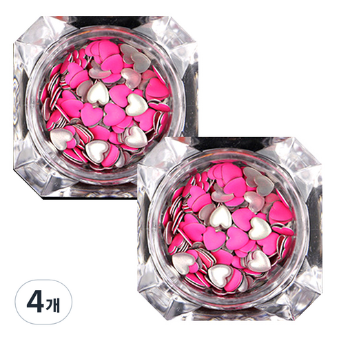 이코디 하트스터드 글리터 4mm, 핑크, 4개
