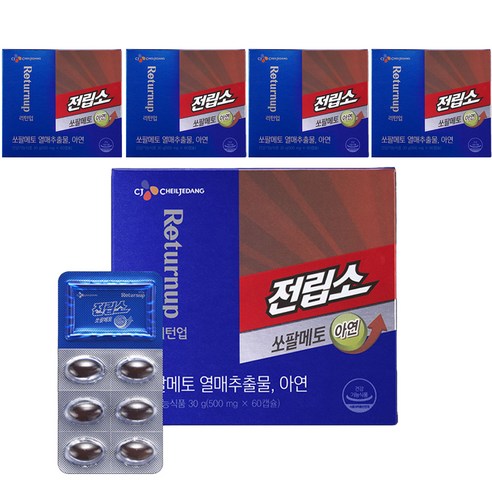 리턴업 전립소 쏘팔메토 아연, 60정, 5개