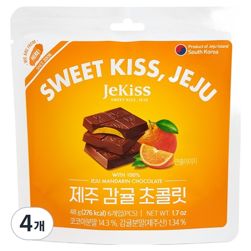 제키스 제주 감귤 초콜릿 6p, 48g, 4개