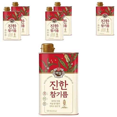 백설 진한 참기름, 500ml, 6개