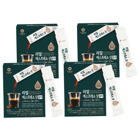 맥널티커피 리얼 에스프레소 샷 블랙 액상 스틱 커피, 15ml, 30개입, 4개