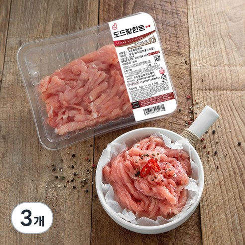 도드람한돈 1등급 등심 잡채 볶음용 (냉장), 500g, 3개
