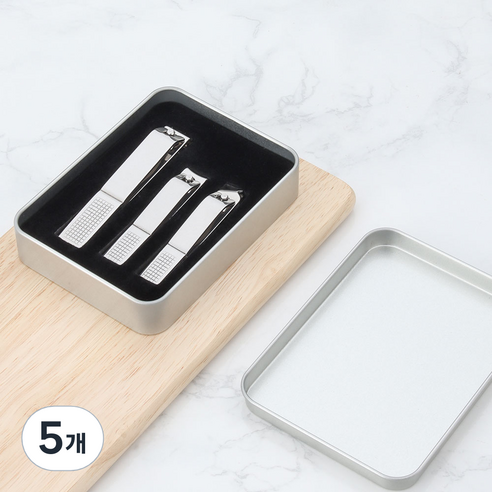 정원전산 손톱 발톱깎이 3종 세트 JWN-3S, SILVER, 5개