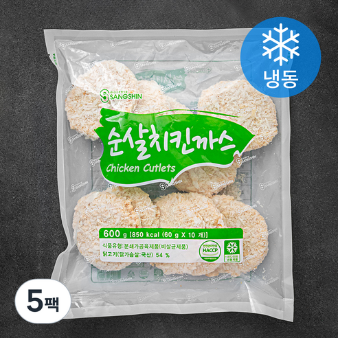 상신 순살 치킨까스 10장 (냉동), 600g, 5팩