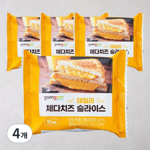 곰곰 데일리 체다치즈 슬라이스, 18g, 10개입, 4개