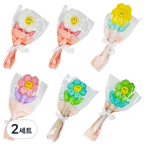 파티공구 꽃다발 풍선키트 6종 세트, 데이지, 2세트