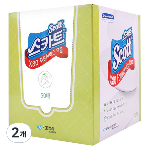 스카트 X80 푸드서비스 타올 42354 그린, 50매입, 2개