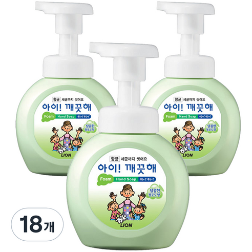아이깨끗해 항균 거품 핸드솝 청포도, 250ml, 18개
