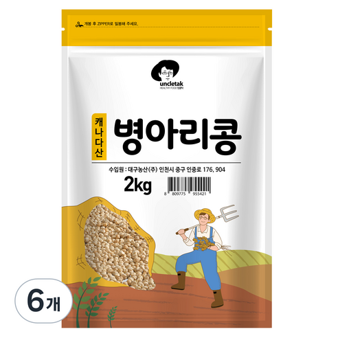 엉클탁 캐나다산 병아리콩, 2kg, 6개