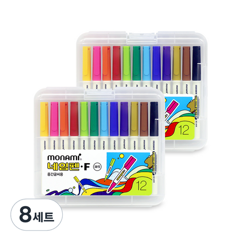 모나미 중간 글씨용 네임펜 F 12종 세트, 혼합색상, 8세트