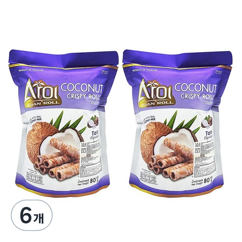 아로이 코코넛롤 크리스피롤 타로향, 80g, 6개