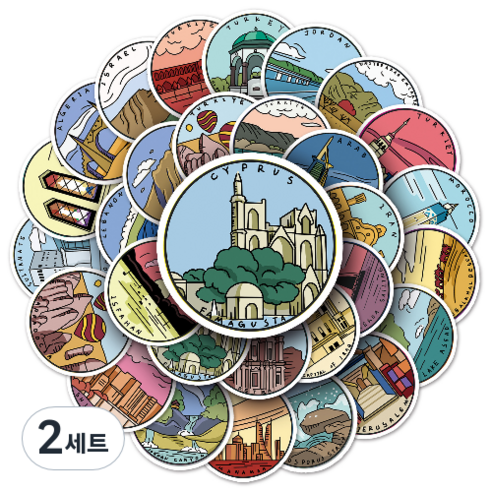 문곰상점 감성 다이어리 꾸미기 캐리어 스티커 50종 세트, 중동랜드마크, 2세트