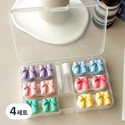 특별한상점 요일별 6개 귀여운 콘택트렌즈 케이스 흡착봉 집게 세트, C, 4세트