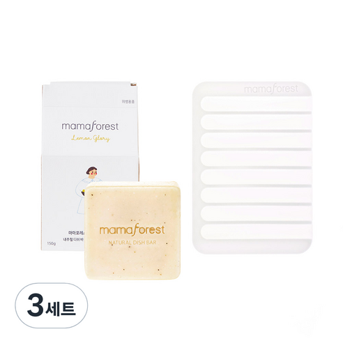 마마포레스트 내추럴 고체 주방세제 레몬글로리 150g + 트레이 세트, 3세트