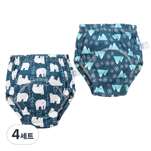 베베니즈 유아용 큐트패턴 배변훈련 팬티 2종 세트, 북극곰, 4세트