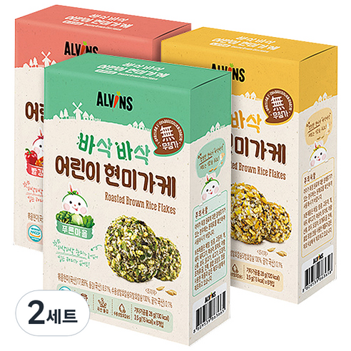 엘빈즈 바삭바삭 어린이 현미가케 빨강마을 + 노랑마을 + 푸른마을, 빨강마을, 노랑마을, 푸른마을, 2세트