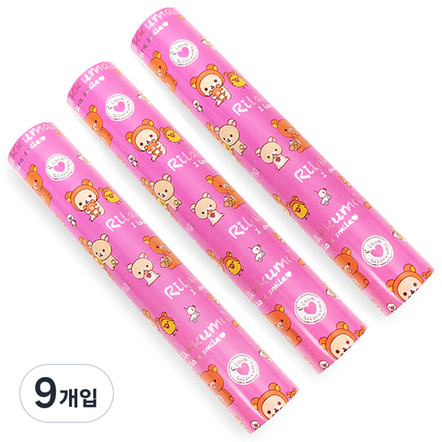 투영디자인 리락쿠마 포장지 소, 핑크, 9개입