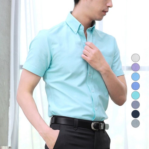 엘엑스티 반팔 슬림핏 옥스포드 버튼다운 와이셔츠 d627