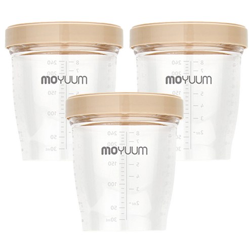 모윰 유아용 트라이탄 이유식용기 240ml, 베이지, 3개