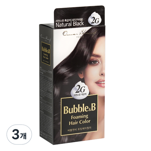 오마샤리프 버블앤비 포밍 염색약 2G, 흑갈색, 3개