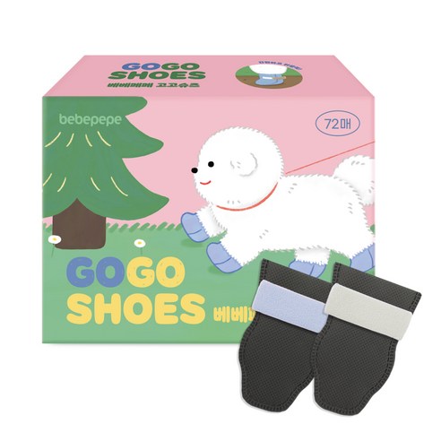 베베페페 강아지 고고슈즈 일회용 산책 신발 72p, 블랙, 1개