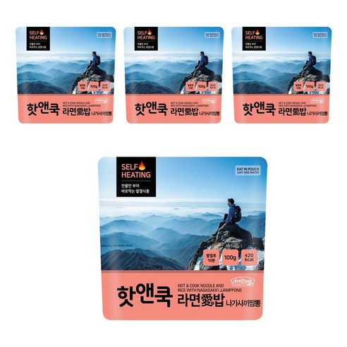 이지밥 핫앤쿡 라면애밥 나가사끼짬뽕, 100g, 4개