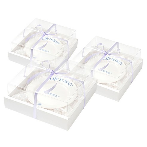 뮤니드 그레이스 쇼케이스 리본 선물상자, 3개, 화이트(상자), 퍼플(리본)