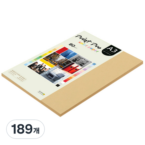 종이문화 프린트 프로 칼라 복사용지 No 04 버프 80g, A3, 189개