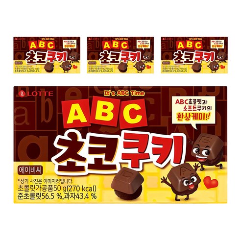 롯데웰푸드 ABC 초코 쿠키, 50g, 4개