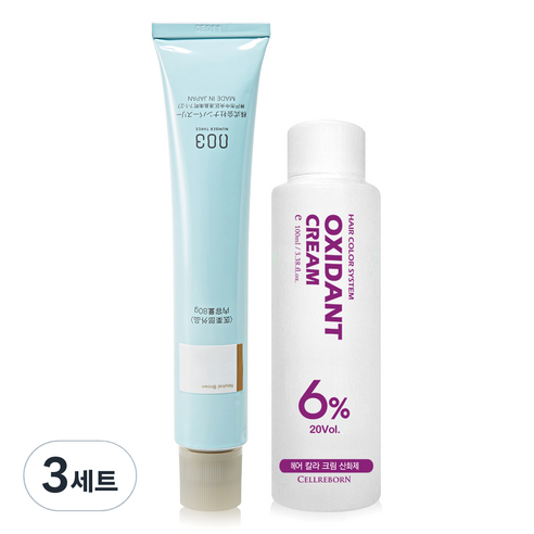 넘버쓰리 리크로마 패션 그레이 염색제 + 산화제 100ml, 6/0N, 3세트