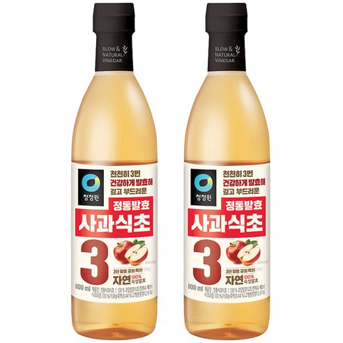 청정원 정통발효 사과 식초, 800ml, 2개