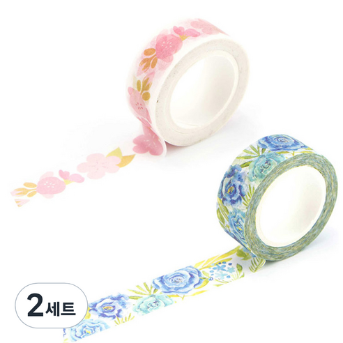 라이프포인트 내츄럴 일러스트 마스킹 테이프 04블루장미 세트, 04블루장미, 08벚꽃, 2세트